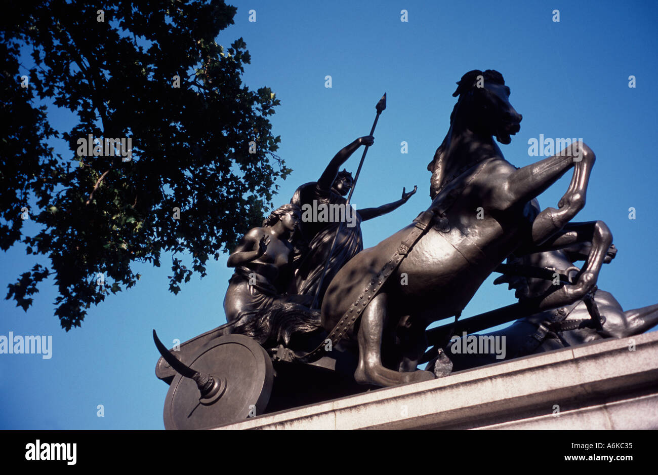 Statue von Boudicea Westminster Bridge London, England UK Stockfoto