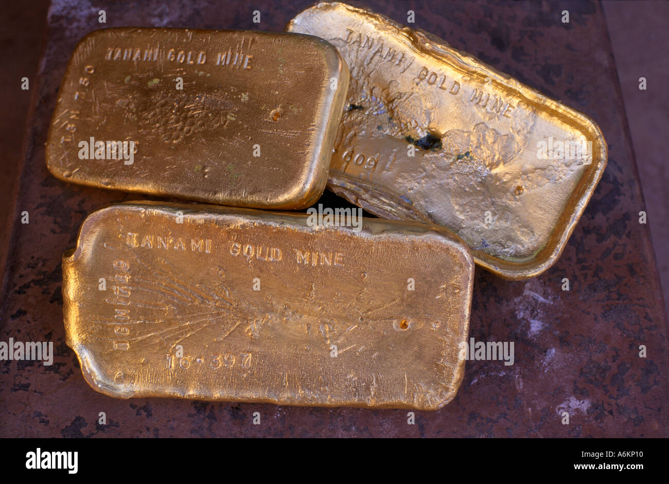 16,5 kg gold Bars, Tanami Goldmine Australien Stockfoto