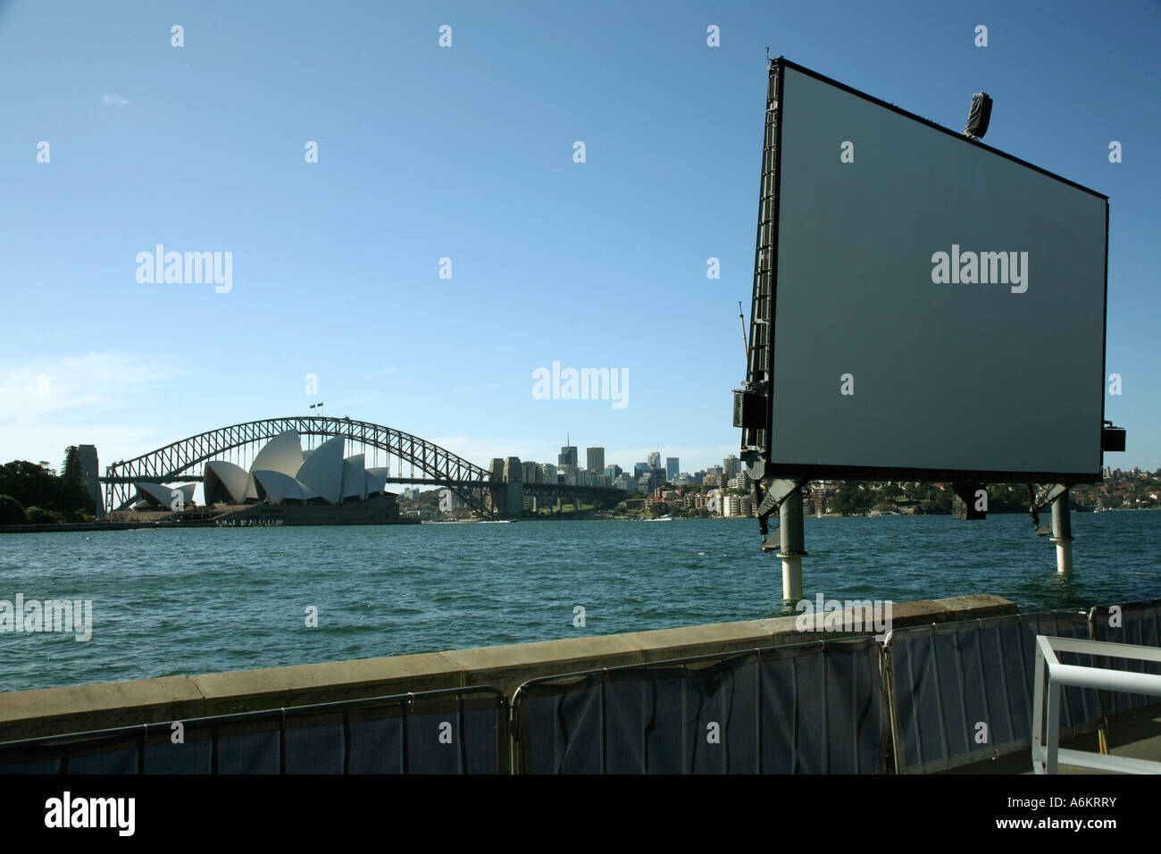 Open Air Kino Bildschirm, Sydney, Australien, Januar 2007 Stockfoto