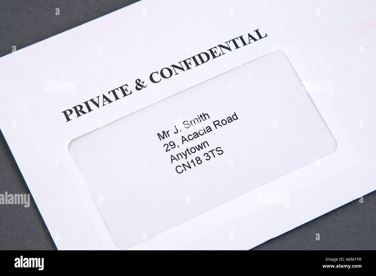 Buchstaben "Private & Confidential" gekennzeichnet Stockfoto