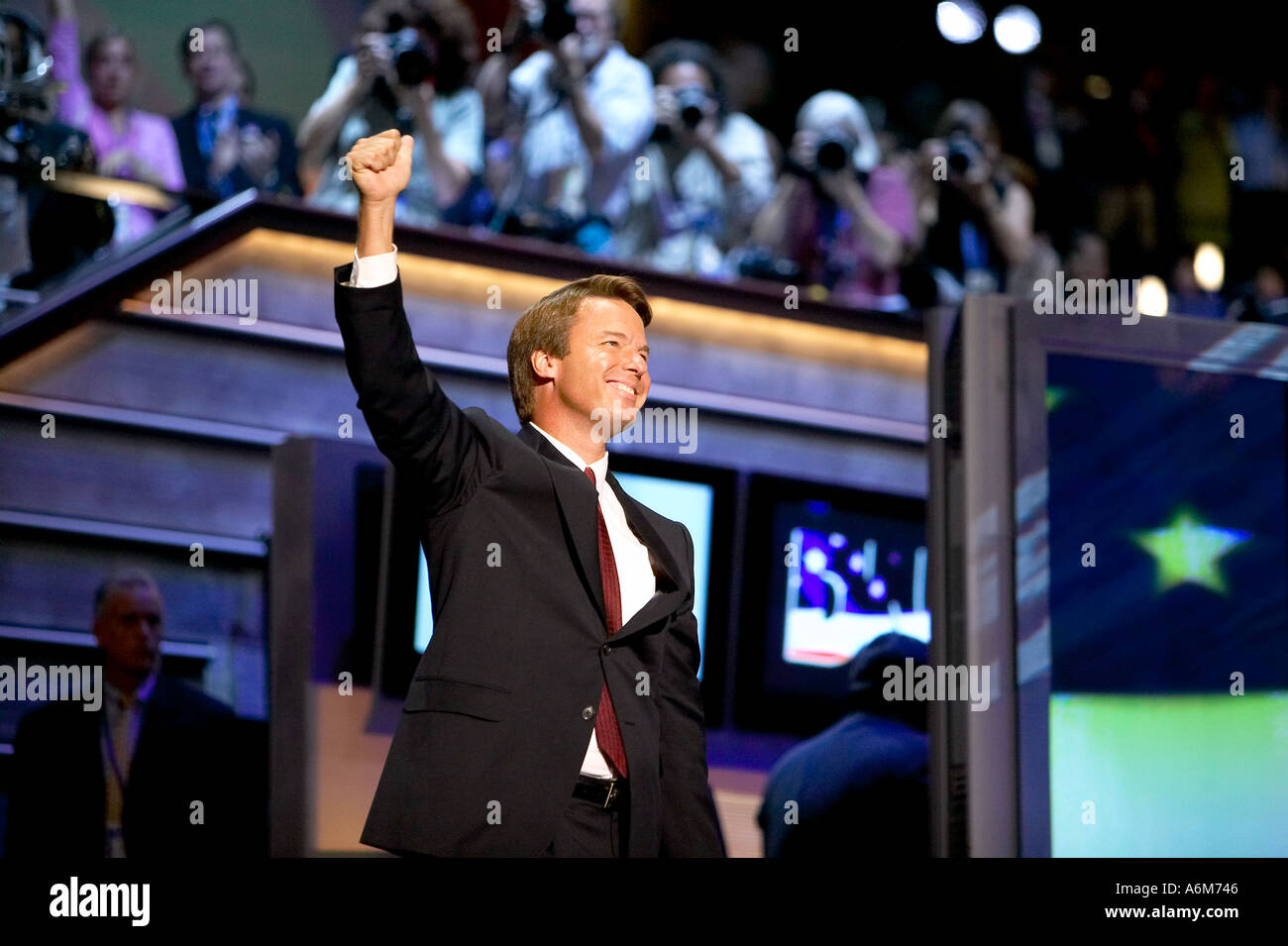 Democratic Convention 2004 in Boston Fleet Center Senator John Edwards spricht zur Democratic Convention 2004 Stockfoto