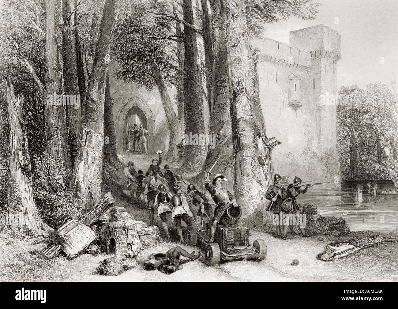 Die Belagerung von Lathom House, Ormskirk, Lancashire im Jahre 1644 während des englischen Bürgerkrieges. Stockfoto