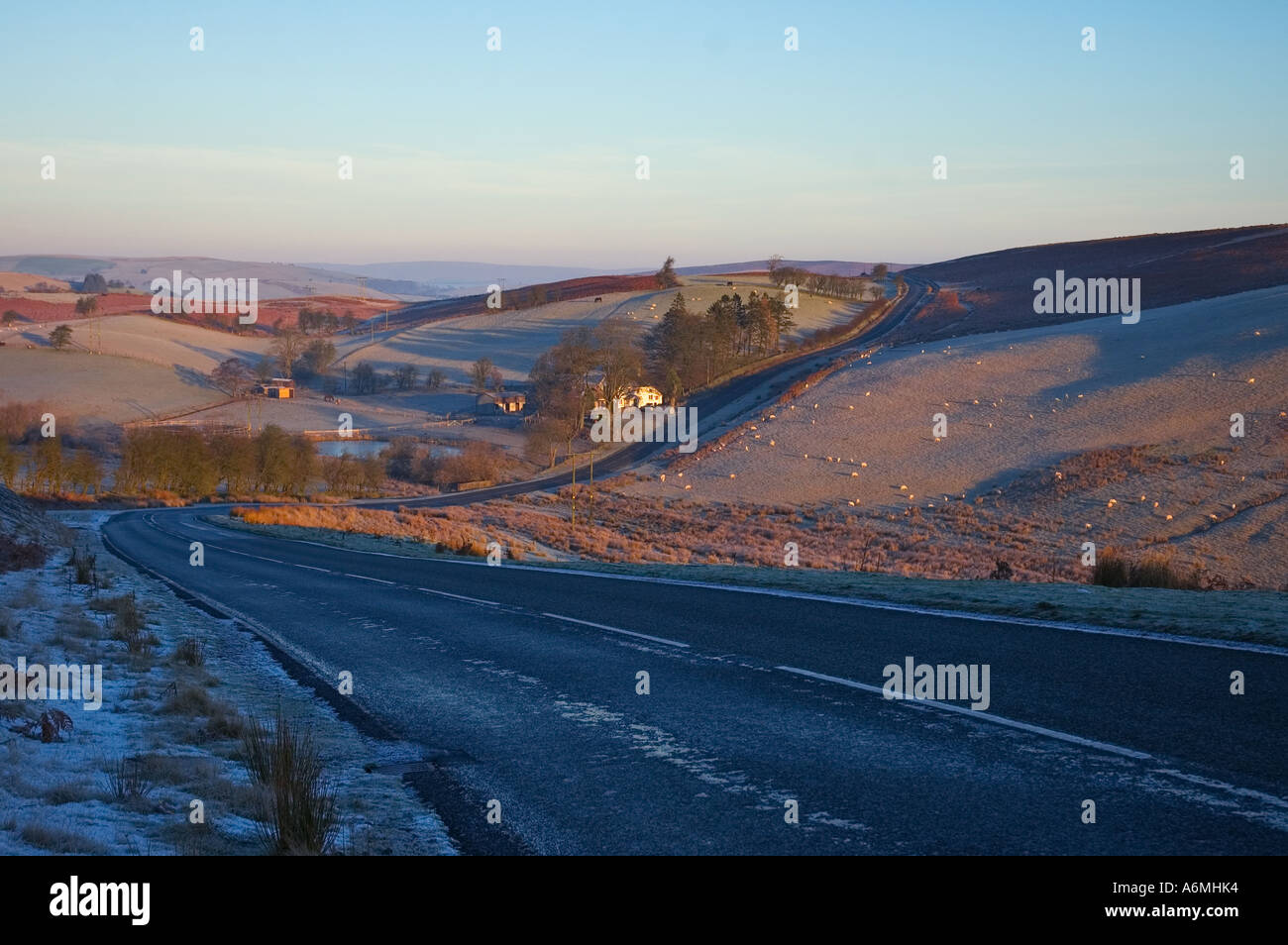 Ein Winter-Szene in Powys, Wales, Großbritannien. Stockfoto
