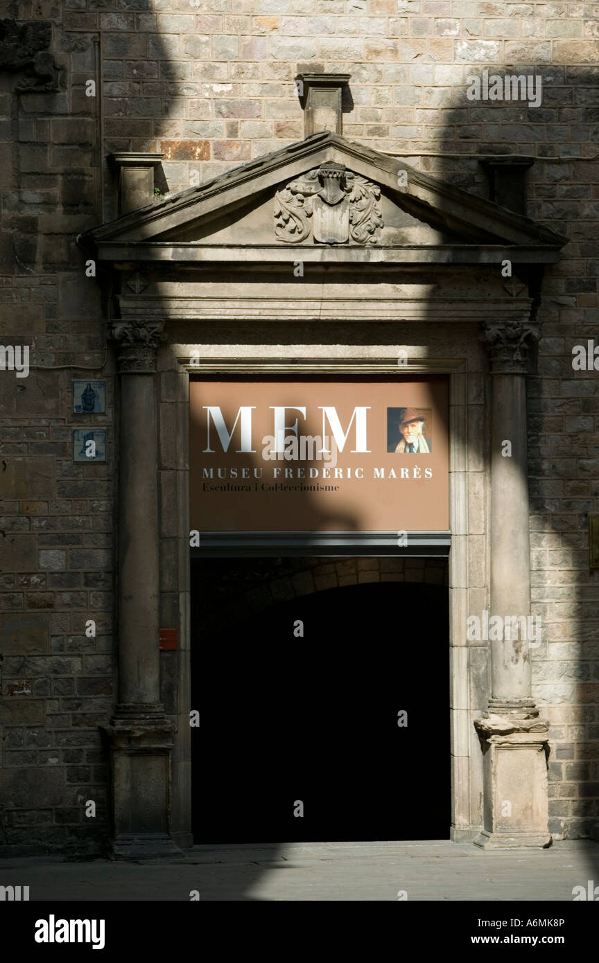 Eingang zum Museu Frederic Mares MFM El Barri Gotic gotischen Viertel Barcelona Katalonien Spanien Stockfoto
