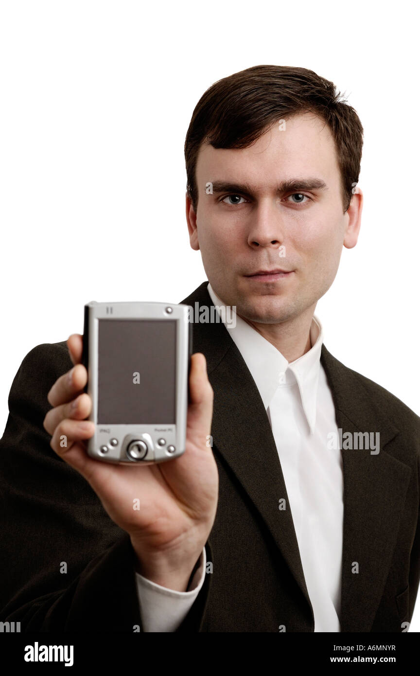 Junger Geschäftsmann mit PDA Stockfoto