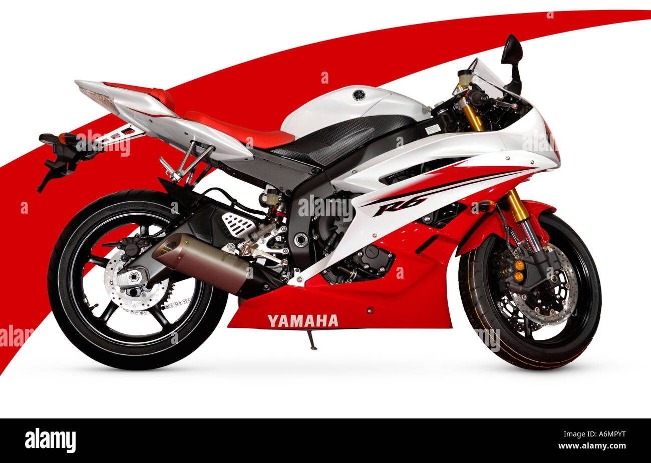 Im Mittelgewicht supersport Motorrad Yamaha YZF R6 2006 rot weiß racing Motorrad Stockfoto