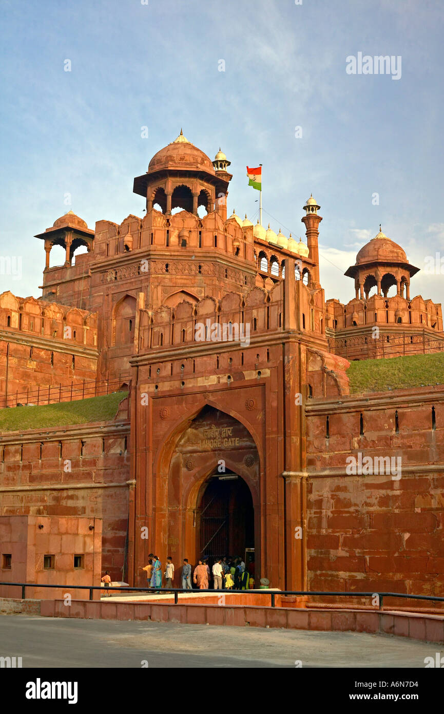 Lahore Gate das Haupttor des Red Fort 1648 AD Old Delhi Indien Stockfoto