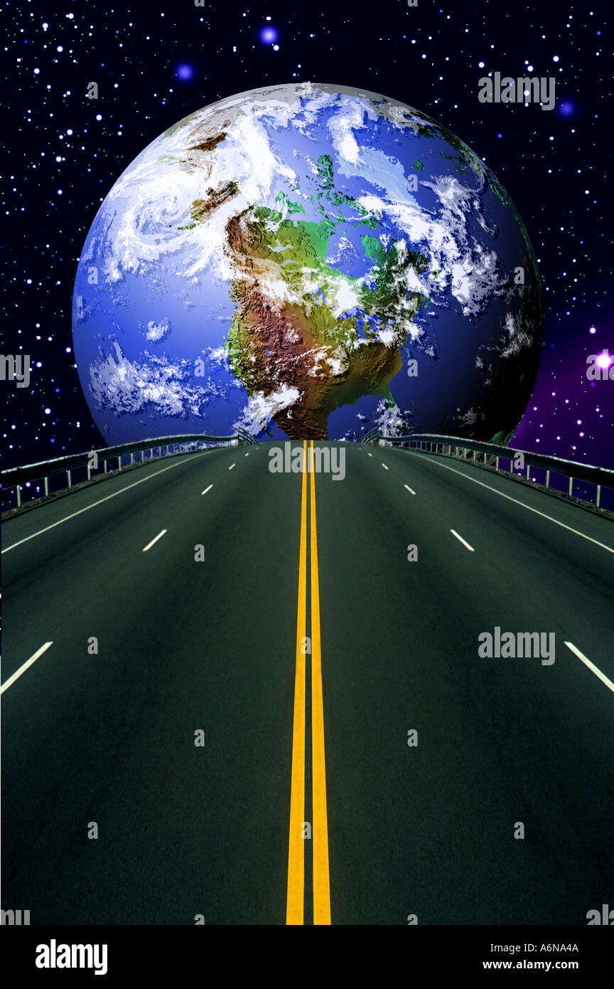 Erde steigt über Autobahn Stockfoto