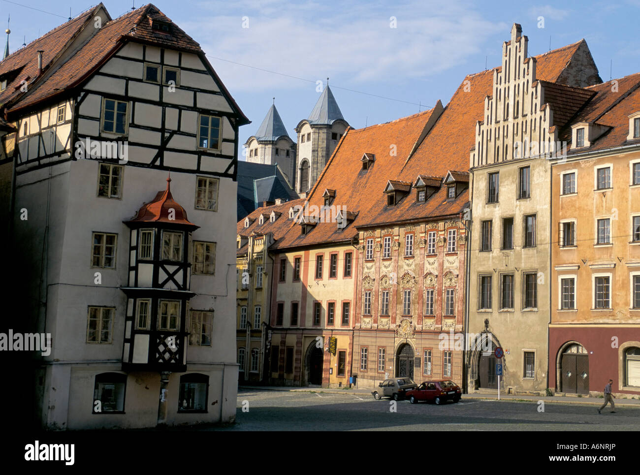 Markt quadratische Gebäude im mittelalterlichen Stadt Cheb Böhmen Tschechien Europas Stockfoto
