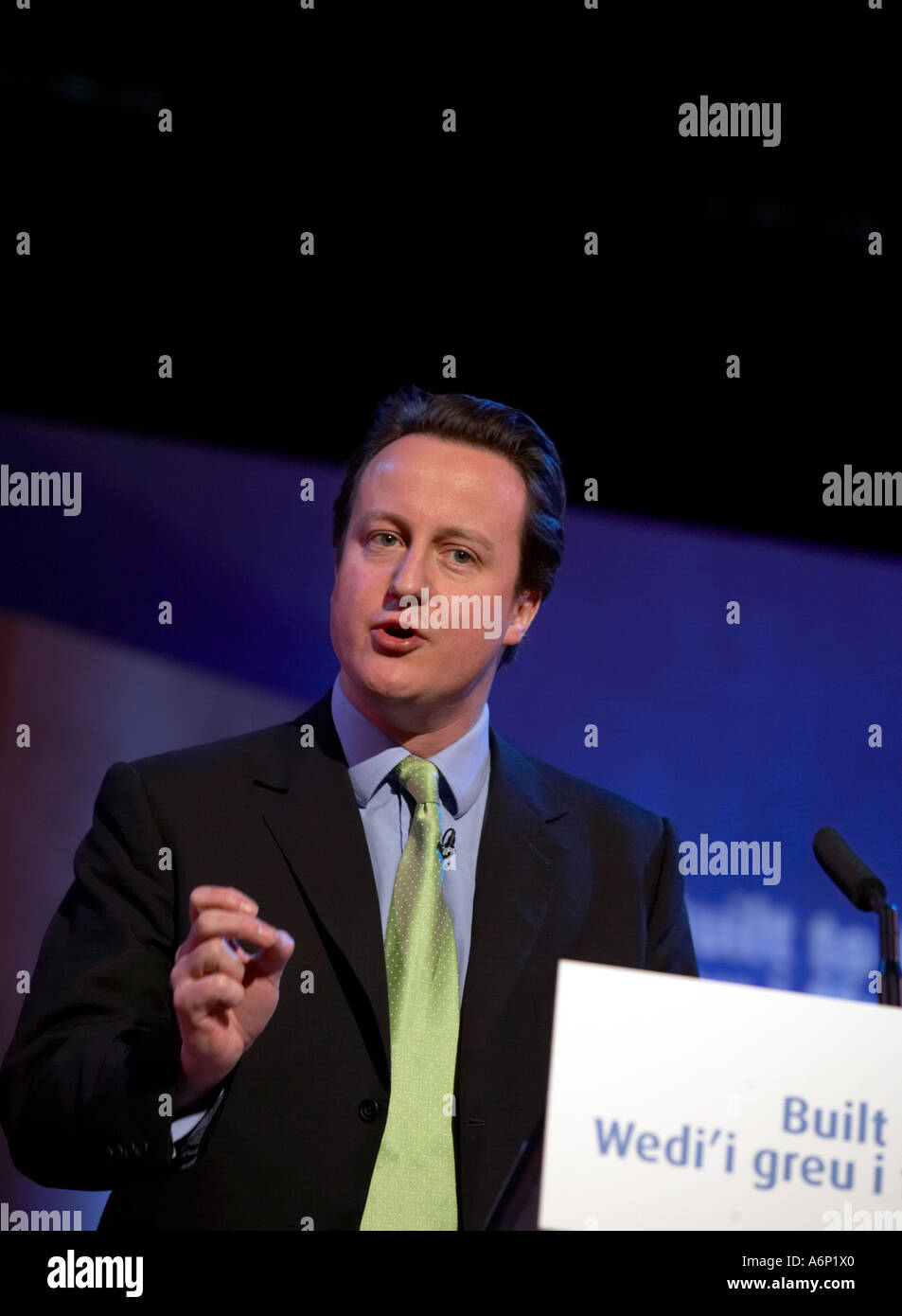 Premierminister David Cameron bei einer Waliser konservative Partei-Konferenz in Llandudno, Nordwales Stockfoto