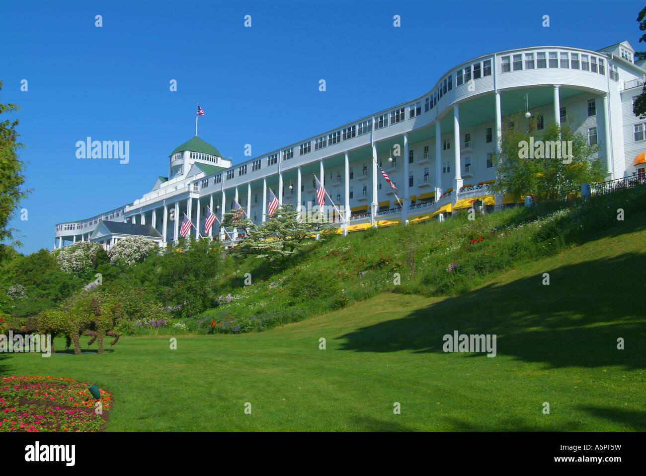 USA Michigan Lake Huron Mackinac Island Grand Hotel außen Stockfoto