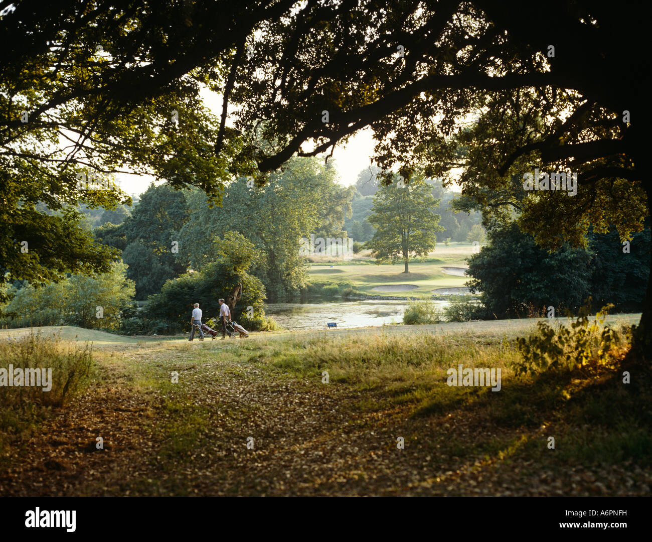 Golfen am Walton Heath Golf Club Surrey UK Europa Menschen Stockfoto