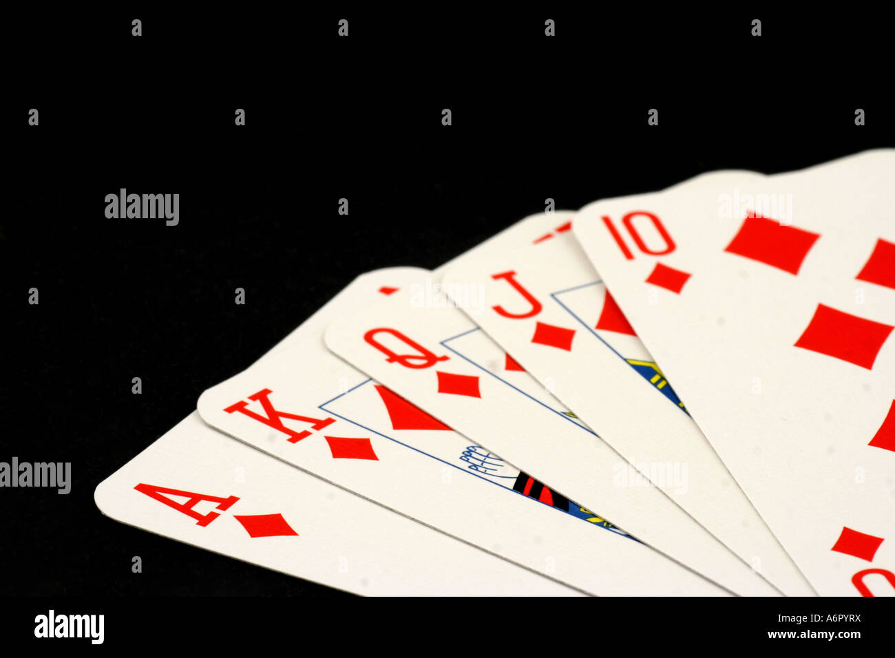 Royal Flush, höchste Wertung Pokerhand. Stockfoto