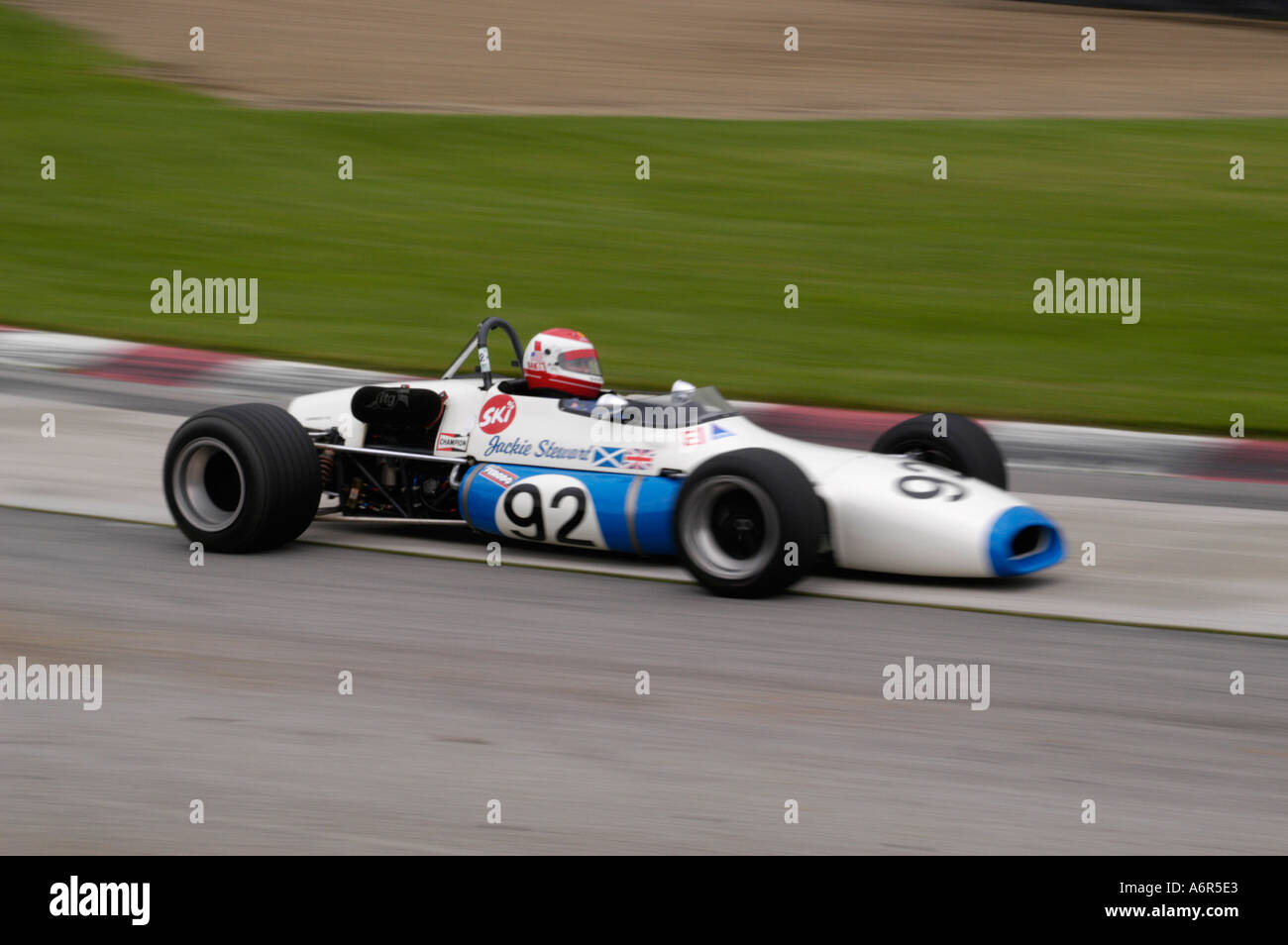 Bob Baker Rennen seine 1970 Brabham BT30 SVRA Sprint Oldtimer Grand Prix auf der Mid Ohio Sportwagen Kurs 2004 Stockfoto