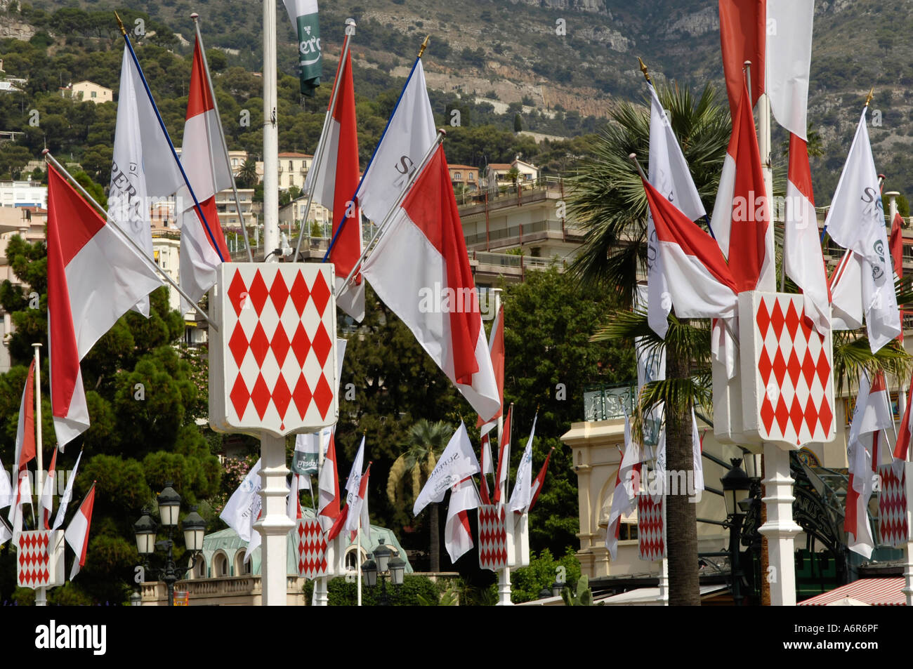 Monaco, Flaggen, Wappen Stockfotografie Alamy