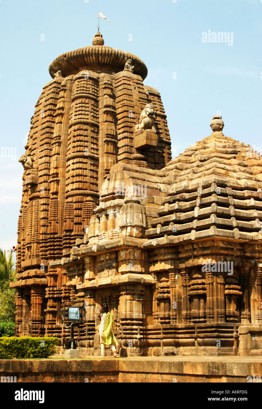 Feinen Schnitzereien im Mukteswar 10. Jahrhundert Tempel ist einer der am meisten verzierte Tempel in Bhubaneshwar, Orissa, Indien Stockfoto