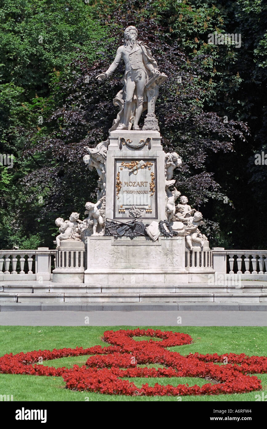 Mozart-Denkmal im Burggarten. Wien, Österreich. Stockfoto