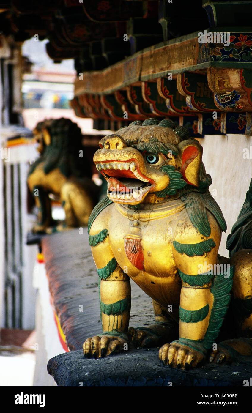 Jokhang Dach Tempelwächter, tibet Stockfoto