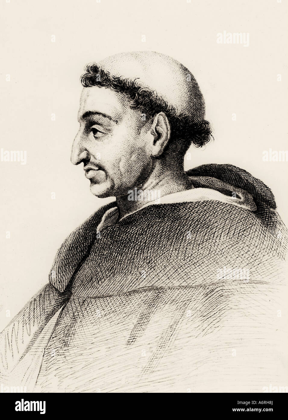 Savonarola, Girolamo, 21.9.1452 - 23.5.1498, italienischer Geistlicher, Porträt, nach dem Stich, 18. Jahrhundert, Tonsura, tonsure, Refor Stockfoto