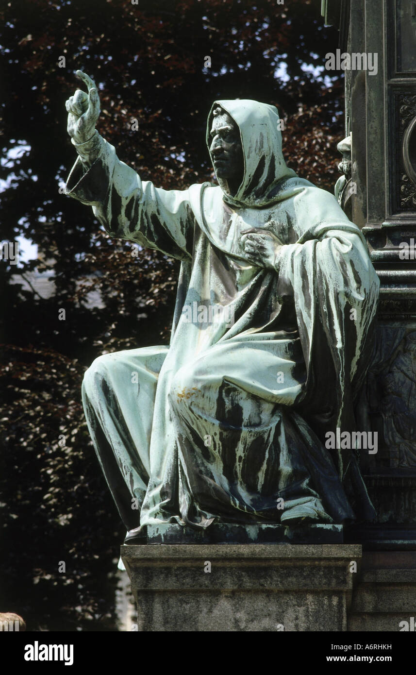 Savonarola, Girolamo, 21.9.1452 - 23.5.1498, italienischer Geistlicher, Ganzkörperansicht, Statue in Worms, Reformer, Hieronymus, Dominikanische, m Stockfoto