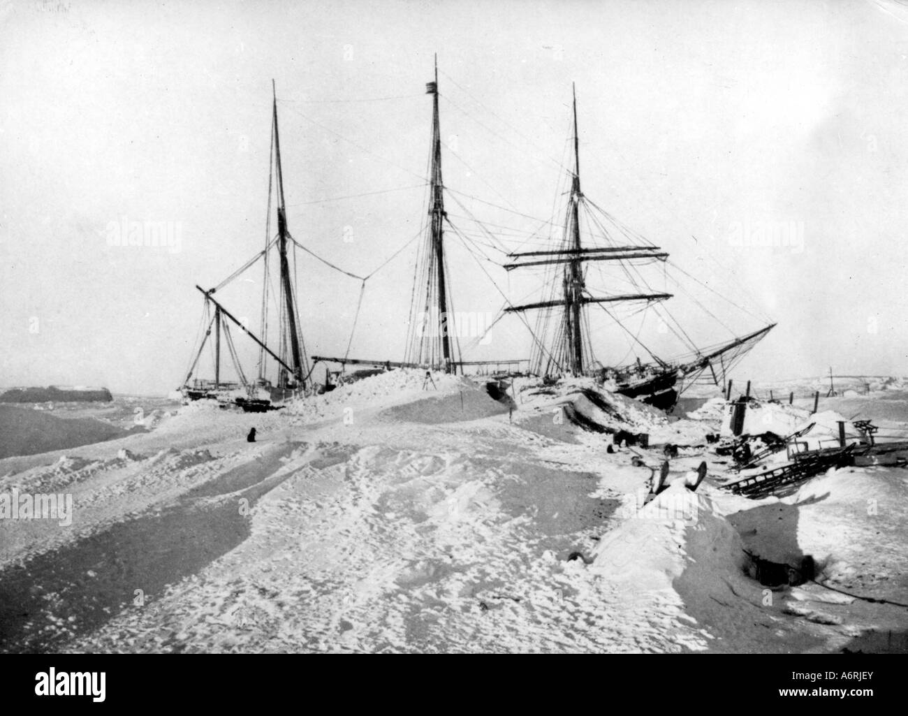 "Drygalski, Erich von, 9.2.1865 - 10.1.1949, deutscher Geograph & Polarforscher, Expedition zum Südpol 1901-1903, Schiff Stockfoto