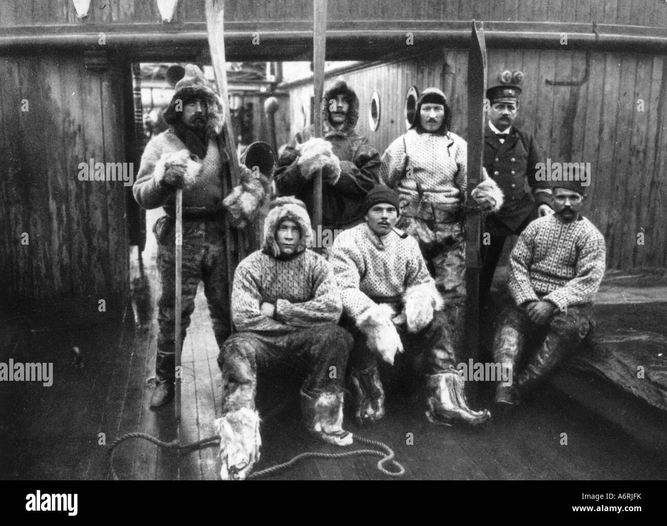 "Drygalski, Erich von, 9.2.1865 - 10.1.1949, deutscher Geograph & Polarforscher, Expedition zum Südpol 1901-1903, Mannschaft Stockfoto