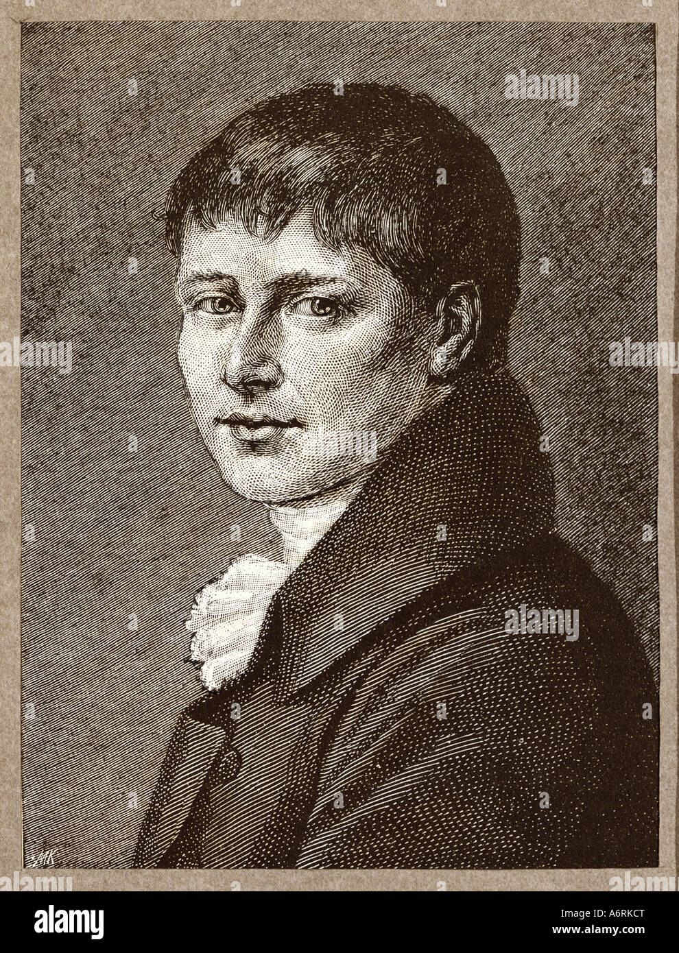 Kleist, Heinrich von, 18.10.1777 - 21.11.1811, deutscher Autor / Schriftsteller, Porträt, Kupferstich von Moritz Klinkicht (1845 – 1910), c Stockfoto