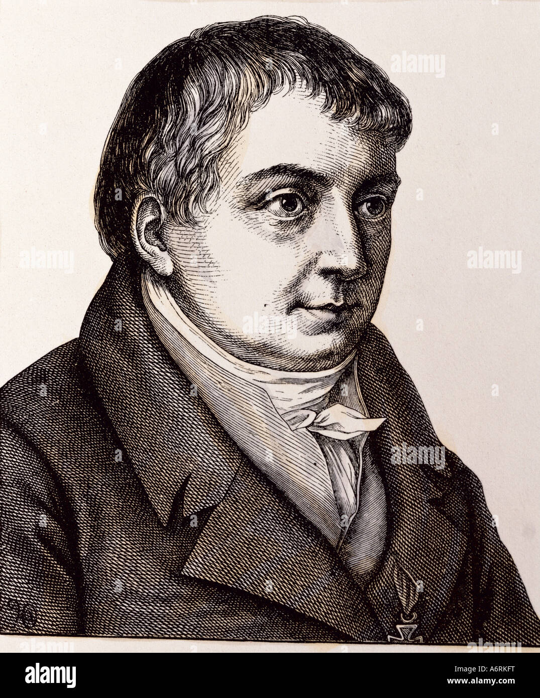 Schlegel, Friedrich, von, 10.3.1772 - 11.1.1829, deutscher Autor / Schriftsteller, Porträt, Kupferstich von Hugo Bürkner, 1854, Dichter, Buerkn Stockfoto