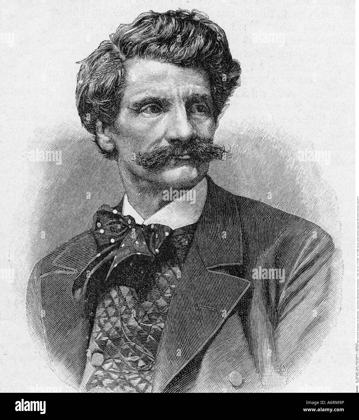 Piloty, Karl von, 1.10.1826 - 21.7.1886, deutscher Maler, Portrait, Gravur, 19. Jahrhundert, Deutschland, Schnurrbart, Stockfoto