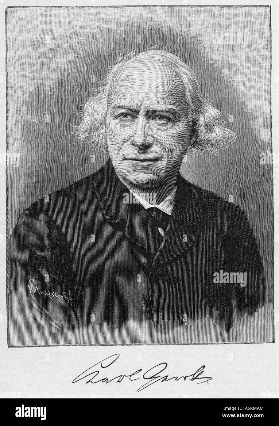 Gerok, Karl von, 30.1.1815 - 14.1.1890, deutscher Autor / Schriftsteller, Porträt, Kupferstich von Strohäcker, 19. Jahrhundert, Deutschland, Signat Stockfoto