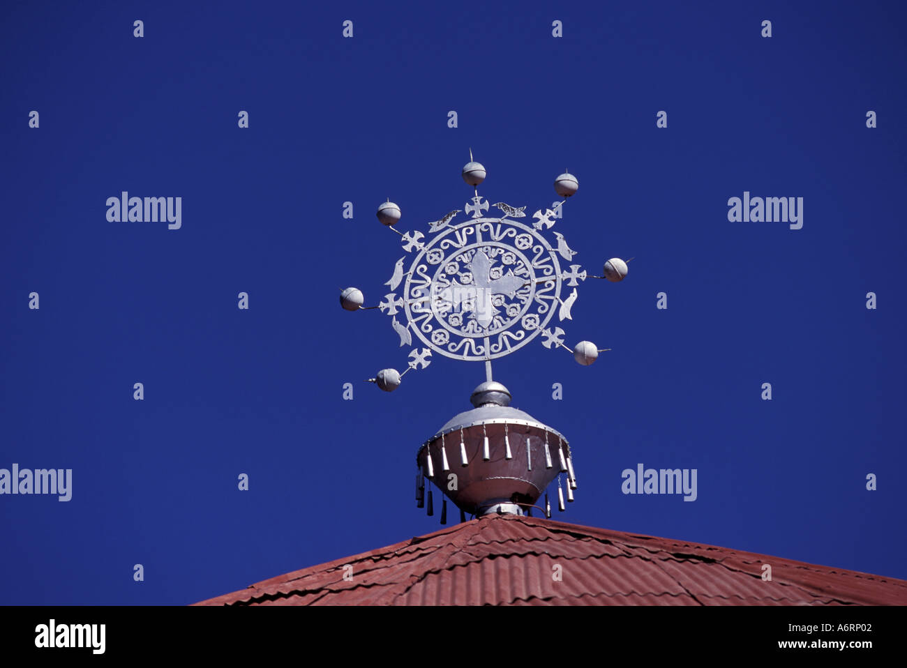 Afrika, Äthiopien, Gondar. Überqueren Sie Debre Birhan Selasie Kirche, auf Kirche Stockfoto