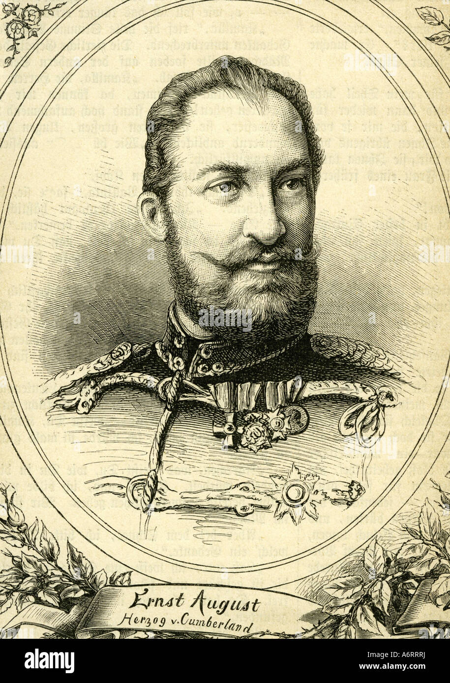 Ernest Augustus, 21.9.1845 - 14.11.1923, 3. Duke of Cumberland und Teviotdale 1878-1919, Porträt, Gravur, 19. Jahrhundert, W Stockfoto