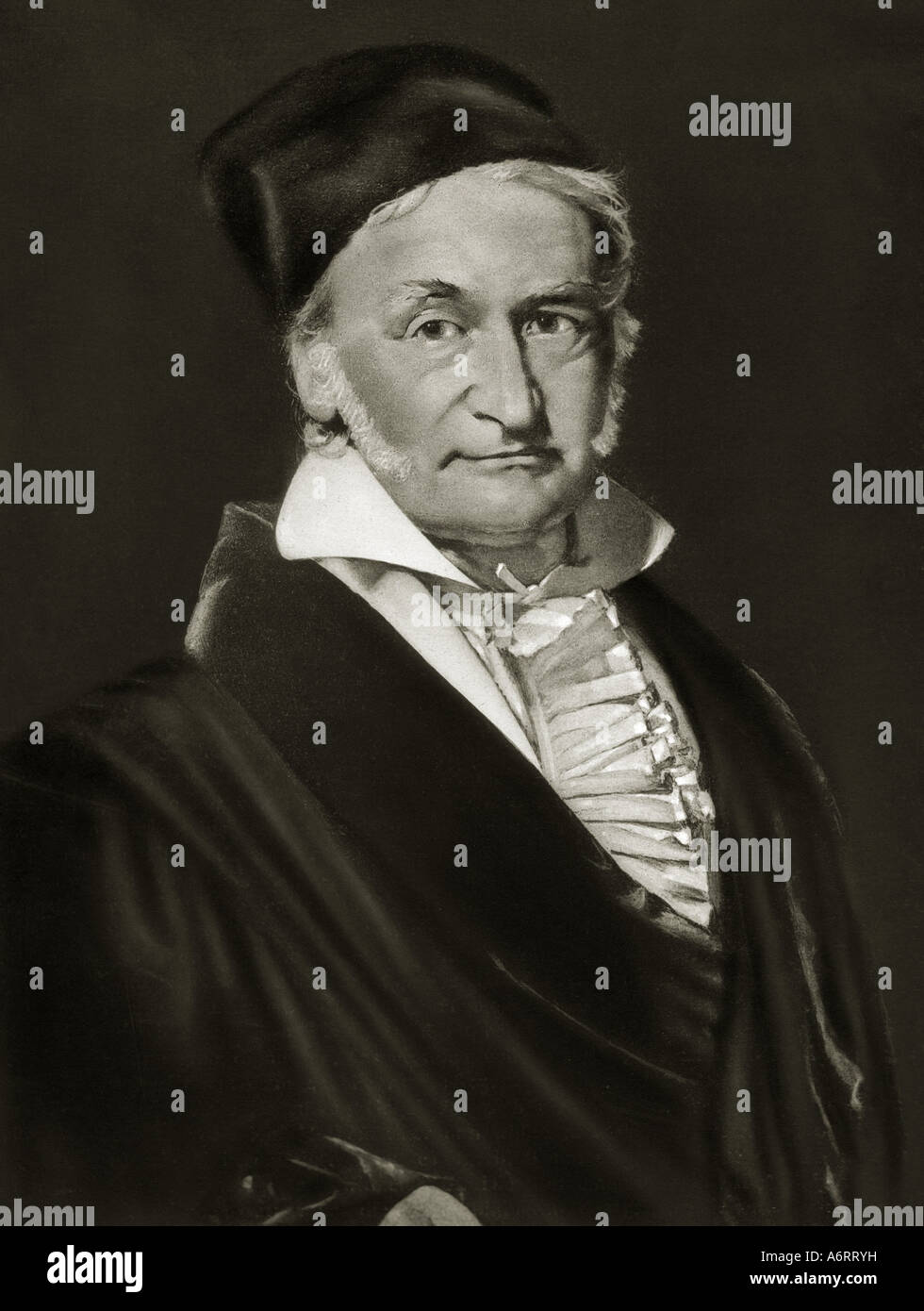 Gauss, Carl Friedrich, 30.4.1777 - 23.2.1855, deutscher Mathematiker, Wissenschaftler, Porträt, Zeichnung, von Christian Albrecht Jensen Stockfoto