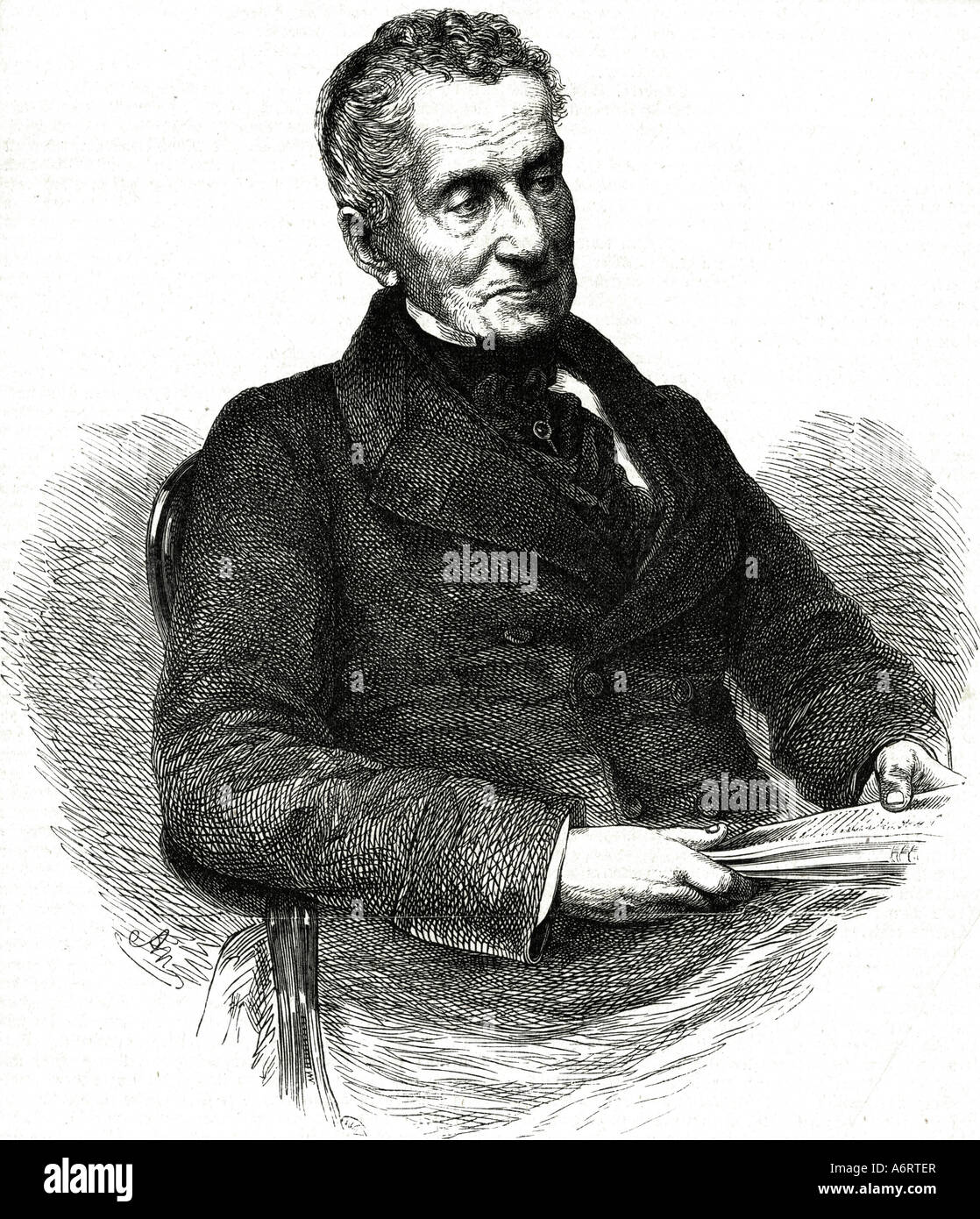 Metternich, Klemens Wenzel Fürst von 15.5.1773 - 11.6.1859, österreichischer Politiker, Porträt, Kupferstich von Adolf Neumann (1825 - 1 Stockfoto