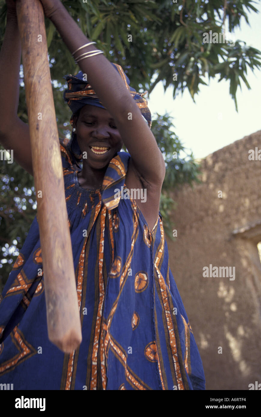 Region Afrika, Mali, Dogon, Heretan Dorf.  Frau Reis Stockfoto