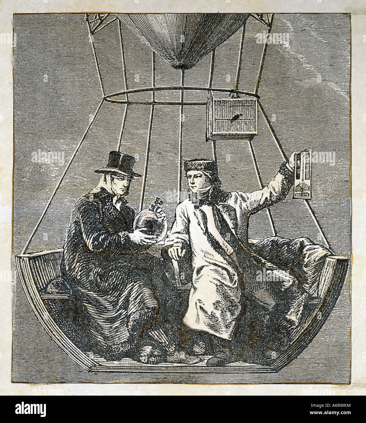 ' Gay-Lussac, Joseph Louis, 6.12.1778 - 9.5.1850, französischer Wissenschaftler mit Jean Baptiste Biot, Höhe Flug in einem Ballon, 9.9.18 Stockfoto