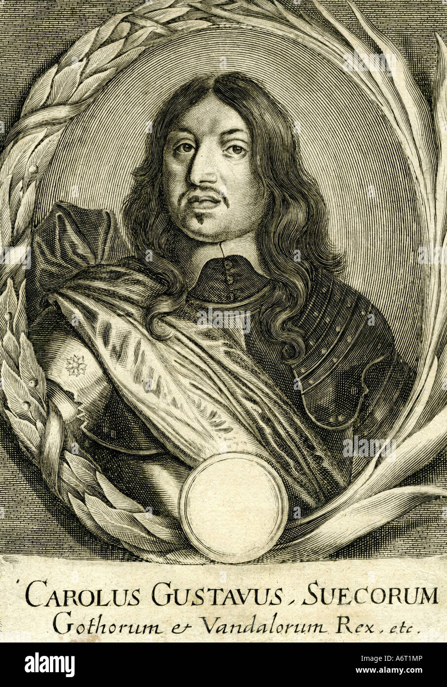 Charles X. Gustav, 8.11.1622 - 23 2.1660, König von Schweden, 16.6.1654 - 23.2.1660, Porträt, Gravur, 17. Jahrhundert, historische, Hallo Stockfoto