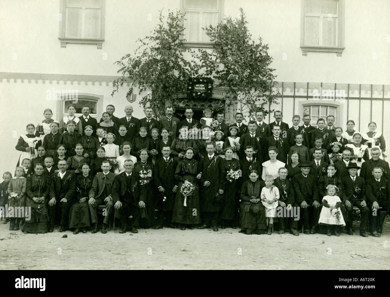 Menschen, Hochzeit, Gruppenbild, Hochzeitsfeier, ca. 1910, Stockfoto