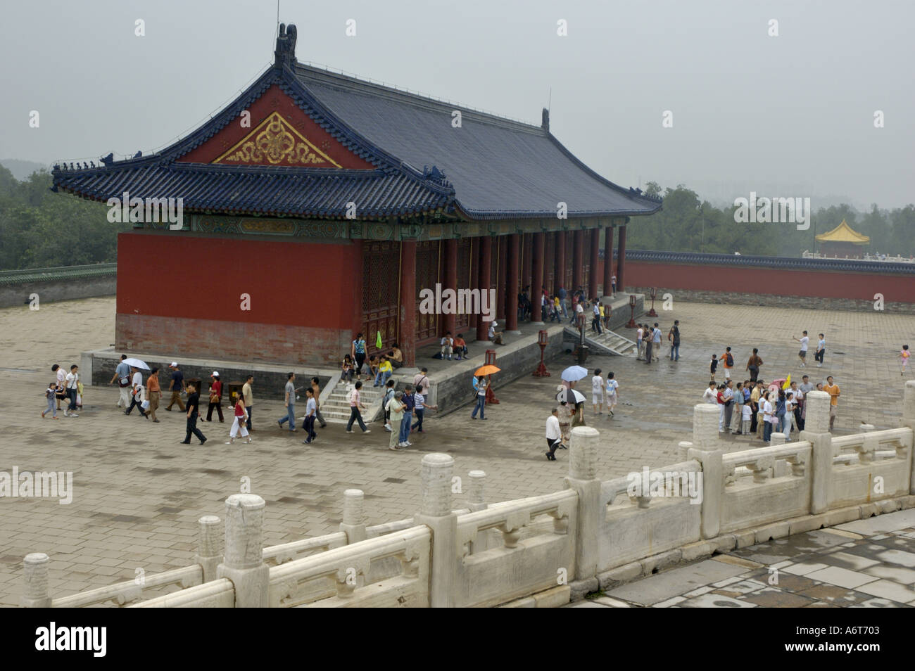 China Beijing Temple Of Heaven-Pavillon in der Nähe der Qinian Dian Halle des Gebets für gute Ernte Tian Tan Stockfoto