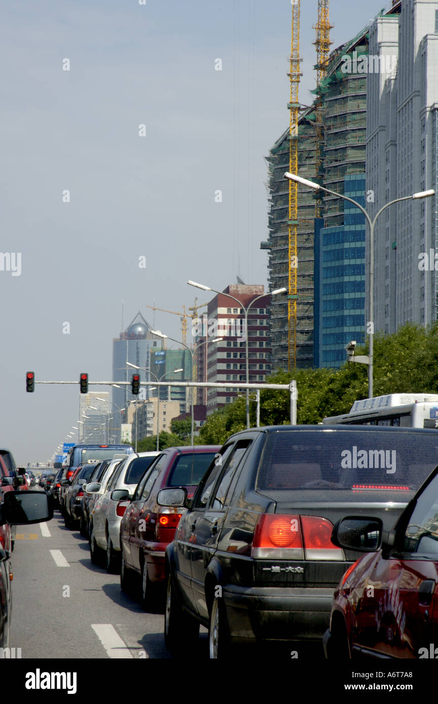 Stau auf einer Innenstadt Autobahn in Peking, China. Stockfoto