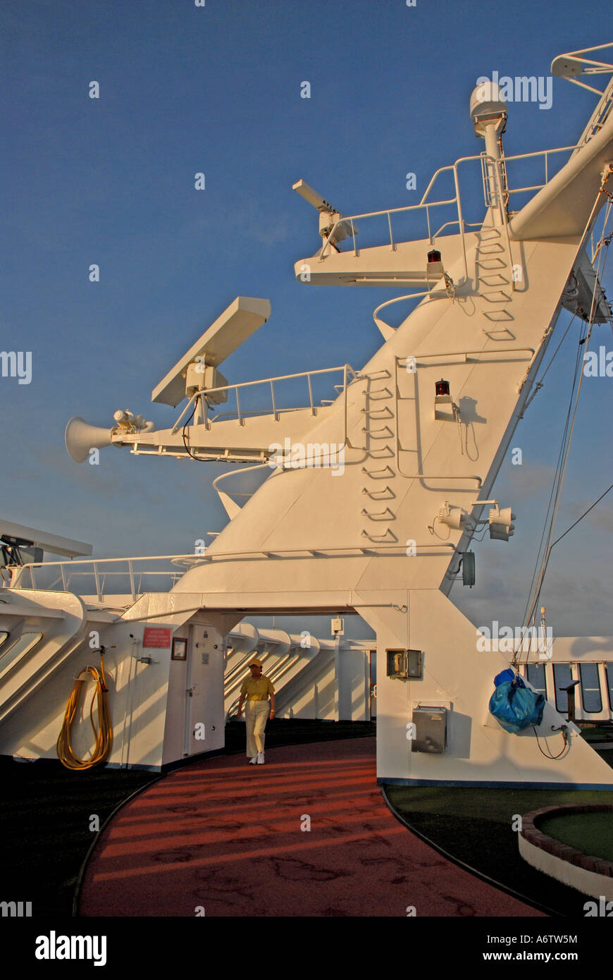 Kreuzfahrt Schiff Übung Trail Oberdeck Stockfoto