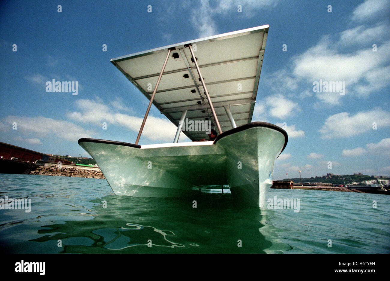 Die erste solar betriebene Durchquerung des Ärmelkanals Stockfoto