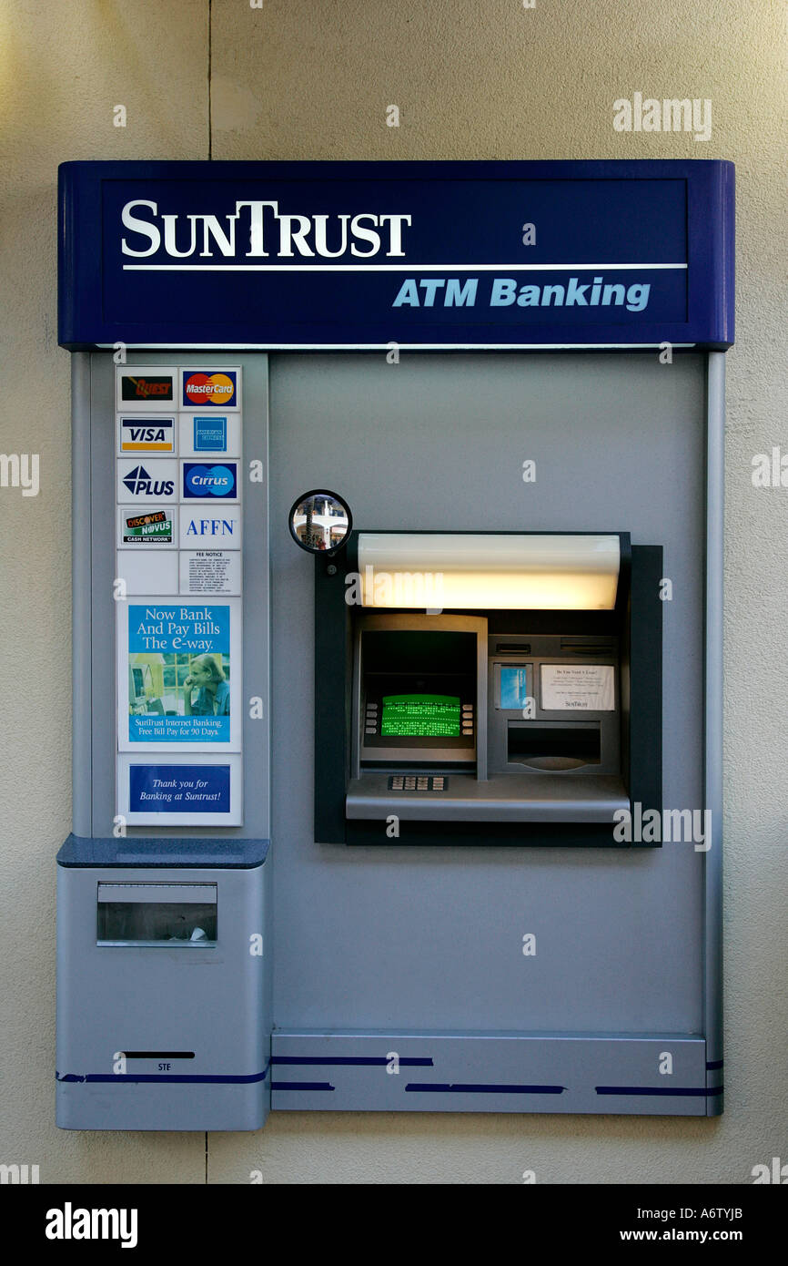 ATM Kassierer Geldautomat Währung Datum dating Tag automatisiert automatische Spardose Sun Trust Banking Stockfoto