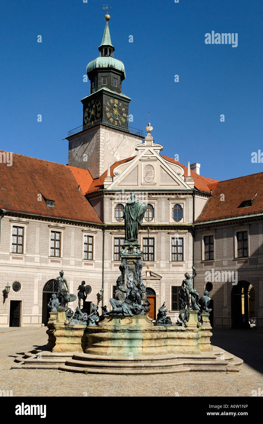 Brunnenhof in der Residenz, München, Bayern, Deutschland Stockfoto