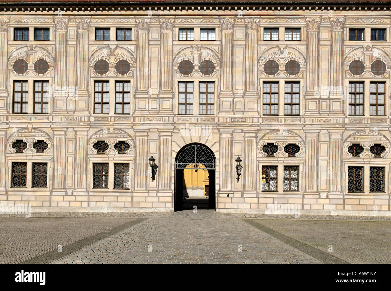 Bemalte Fassade in der Residenz, München, Bayern, Deutschland Stockfoto