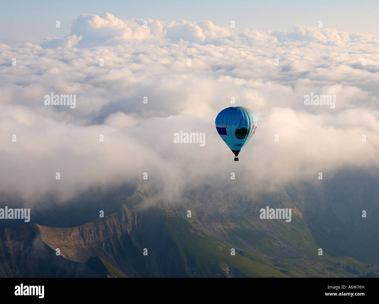 Heißluft-Ballon Fahrt, Chateau-d ' Oex, Schweiz Stockfoto