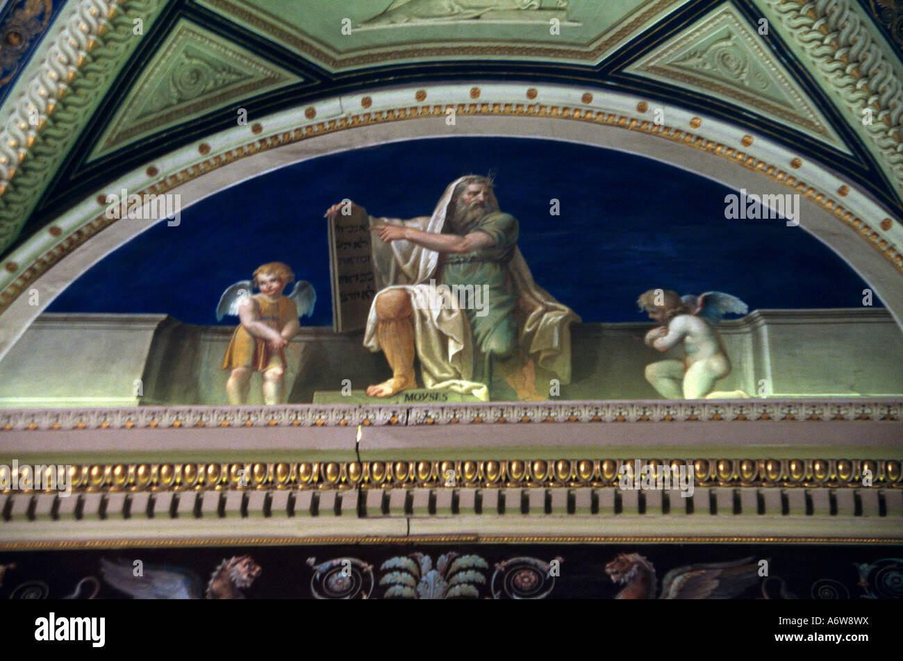 Vatikanmuseum Rom Italien Gemälde von Moses mit Gesetzestafeln Stockfoto