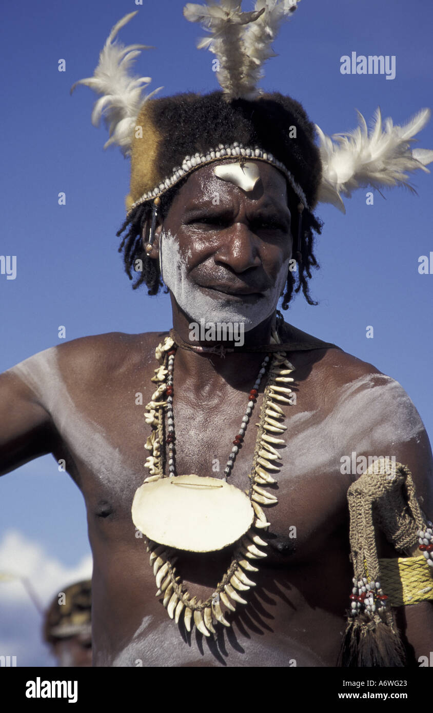 Asien, Indonesien, West Papua (Irian Jaya), Asmat Region, Ocanep Dorf. Asmat Krieger Stockfoto