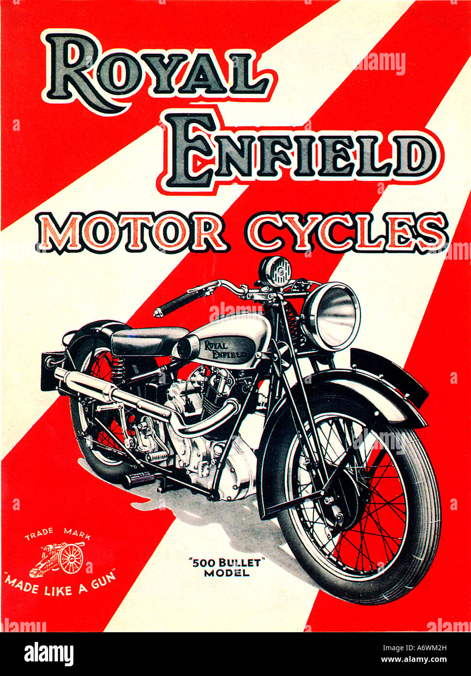 Royal Enfield 1933 Werbung für He beliebte englische Motorrad mit dem 500 Bullet Modell gemacht wie eine Waffe Stockfoto
