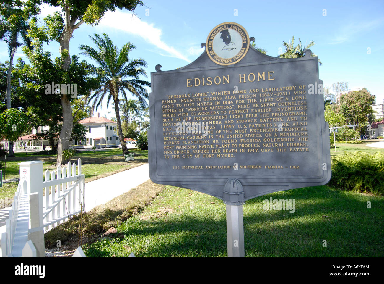 Südwesten Ft Meyers Fort Myers Florida Florida Edison und Ford Winter Estates 1885 Zeichen der Seminole Lodge Stockfoto